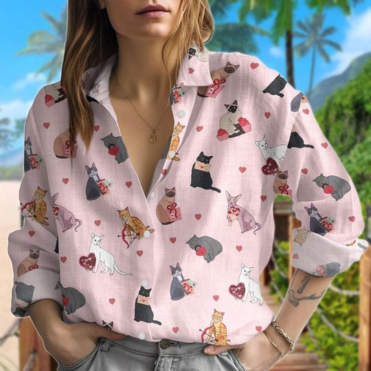 Cute Cat ValentineWomen's Blouse | Gift For Women