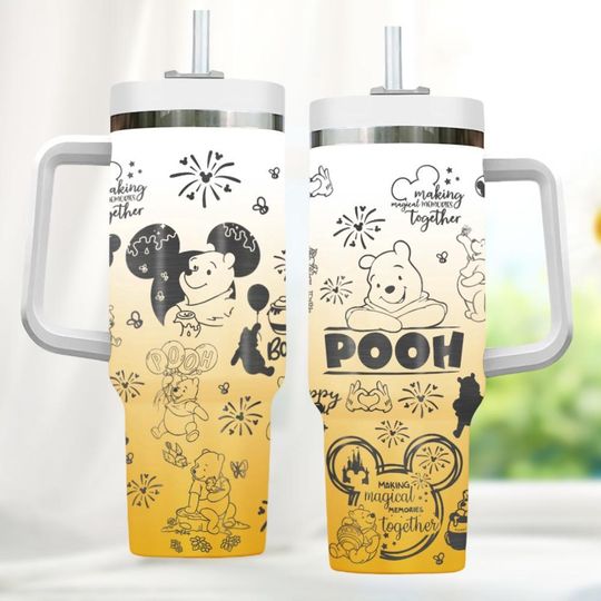 Discover Winnie The Pooh Engraved 40 oz Tumbler with Handle