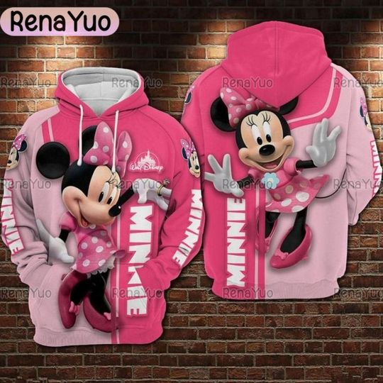 Minnie Mouse 3D Hoodie, Minnie Mouse 3D Adult Hoodie, Minnie Mouse All Over Print Hoodie 3D, Cartoon Movie Hoodie
