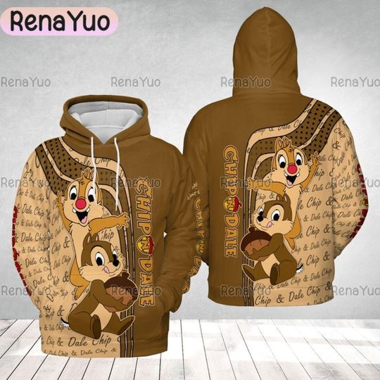 Chip and Dale 3D Hoodie, Chip and Dale 3D Adult Hoodie, Chip and Dale All Over Print Hoodie 3D, Cartoon Movie Hoodie