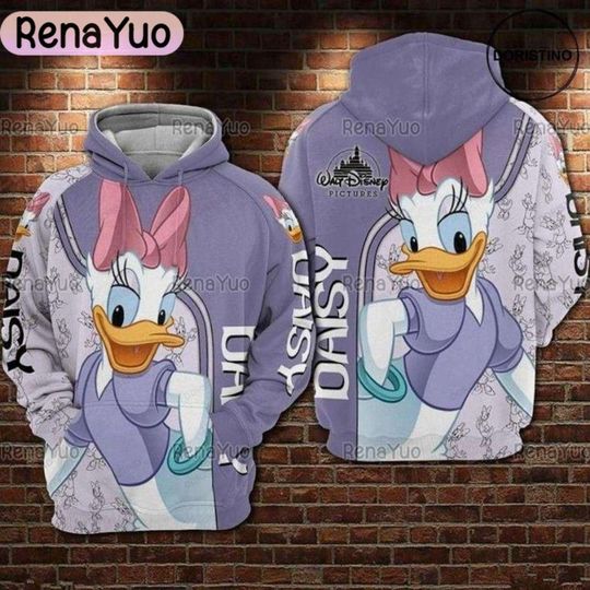 Daisy Duck 3D Hoodie, Daisy Duck 3D Adult Hoodie, Daisy Duck All Over Print Hoodie 3D, Cartoon Movie Hoodie