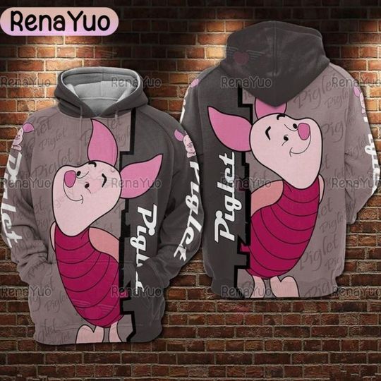 Piglet Winnie The Pooh 3D Hoodie, Piglet Winnie The Pooh 3D Adult Hoodie, Piglet All Over Print Hoodie 3D, Cartoon Movie Hoodie