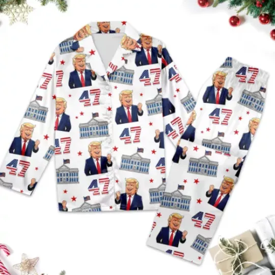 Trump 45 47 Make America Great Again Happy Valentine's Day Pajamas Set