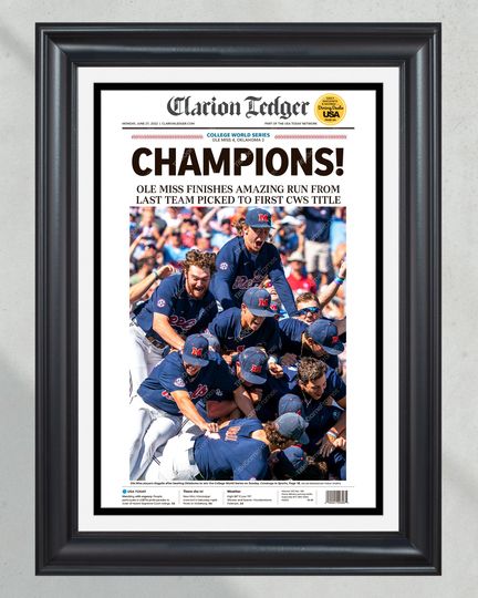 2022 Ole Miss Rebels Clarion Ledger College World Series Baseball Champions (NO FRAMED) Poster