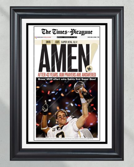 2010 New Orleans Saints Super Bowl XLIV Drew Brees (NO FRAMED) Poster