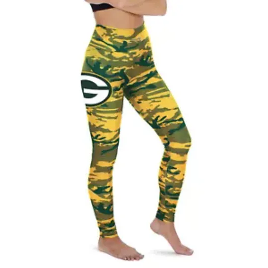 Green Bay Packers Camo Team Leggings, Game Day Leggings