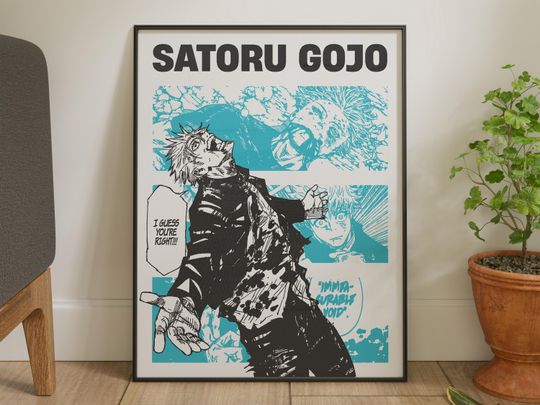 Jujutsu Satoru - Satoru Gojo,  FHD Digital Print Wall Decor Wall Hangings, Anime, Manga Poster