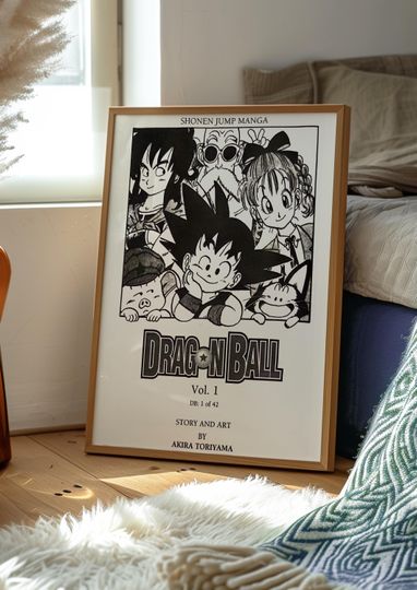 Dragon Ball Original Cast Poster, DIGITAL, Dragon Ball Z, DBZ, Goku, Bulma, Manga Poster, Nostalgic, Dragon Ball Simple, Minimal, Dragonball