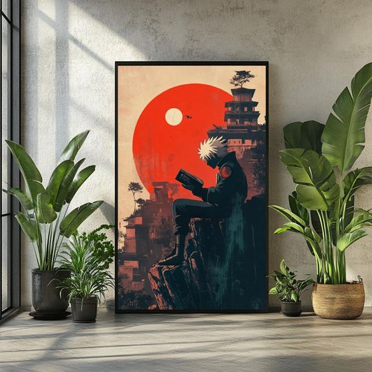 Kakashi Hatake Poster, Narutoo Fan Art, Digital Print Download, Printable Anime Wall Art, Sharingan Decor, Team 7 Sensei Art, Ninja Poster