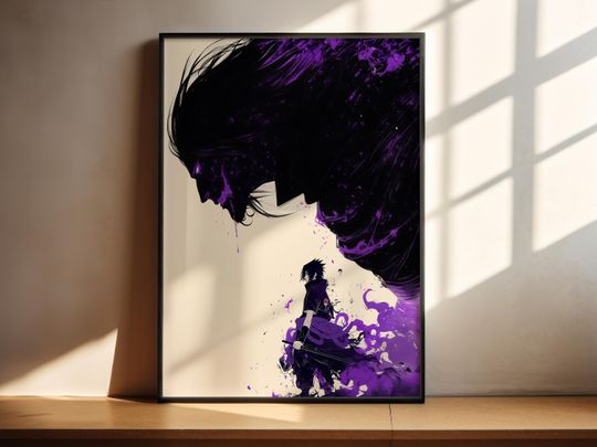 Sasuke & Susanoo  Narutoo Style Art  Printable Wall Art  Digital Download  Anime Wall Art  Japanese Home Dcor