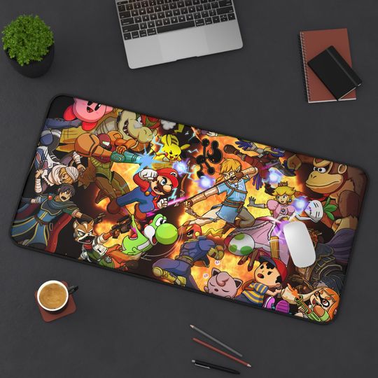 Super Smash Bros Mousepads l 9 Models l Mario Large Desk Mat l NonSlip Base l Perfect Gift for Super Smash Bros l Unofficial Product