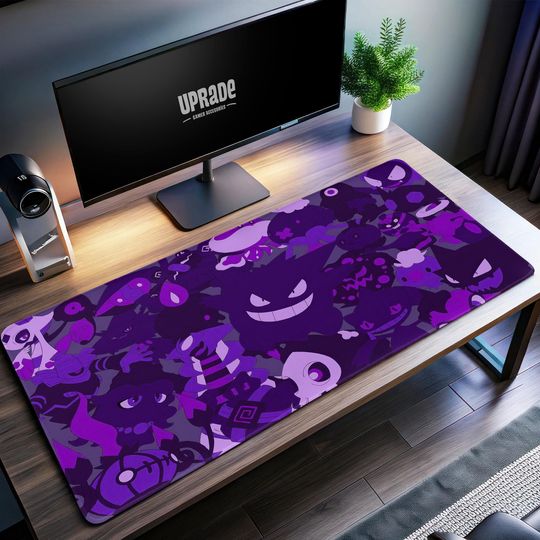 Ghost poket mons Ensemble, Gengar Haunter Spiritomb Desk Mat - Spooky Gaming Mouse Pad, Perfect Gift for Fans, Collector's Item