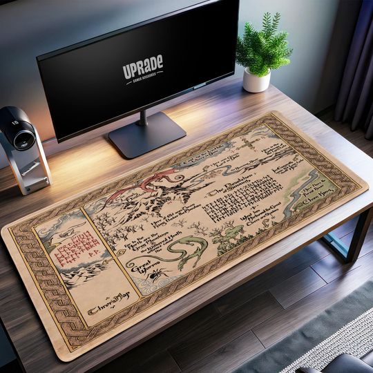 Middle Earth Map Desk Mat - Detailed Fantasy Cartography, Ideal for Tolkien Enthusiasts and Epic Adventure Fans