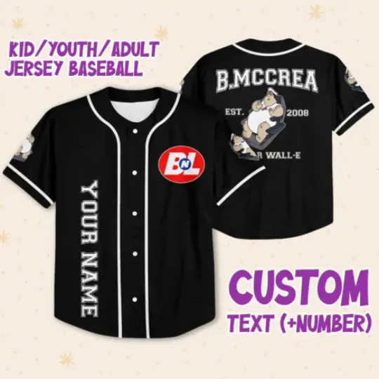 Personalized Disney Pixar WALL-E B.MCCREA Baseball Jersey