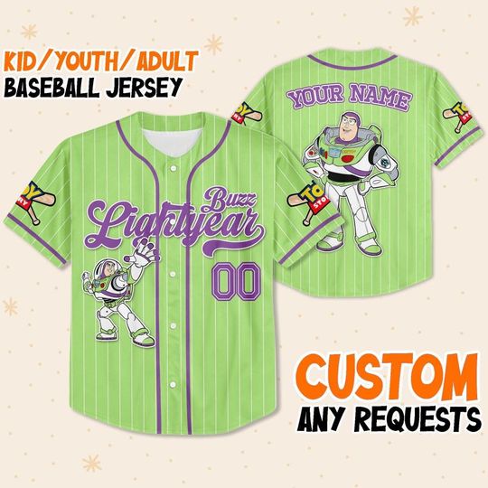 Custom Disney Toy Story Buzz Lightyear Baseball Jersey, Sheriff Woody Buzz Lightyear Jersey Disney Baseball Jersey