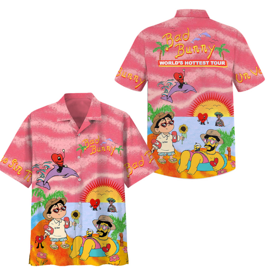Bad Bunny World’s Hottest Tour Music Hawaiian Shirt Signature Cool Hawaiian Shirt Hawaiian All Over Print Shirt