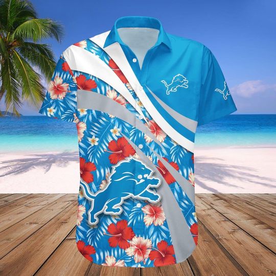 Detroit Lions Hawaiians Shirt, Detroit Team Hibiscus Hawaiians Shirt