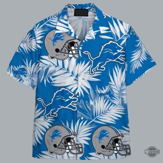 Detroit Lions Hawaiians Shirt, Detroit Leaf Pattern Hawaiians Shirt