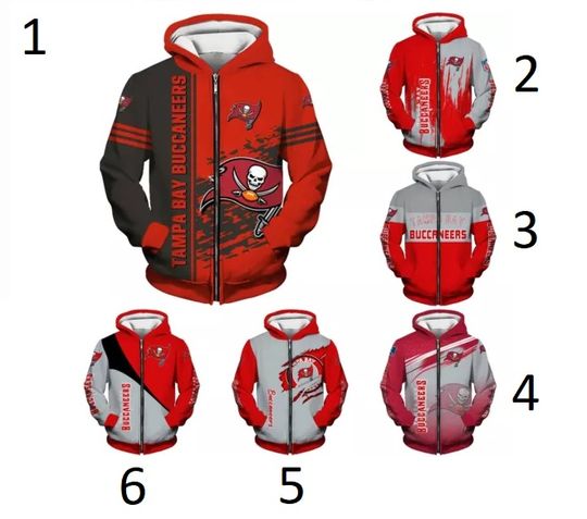 Tampa Bay Buccaneers Men's 3D Zip Hoodie, Football Lover