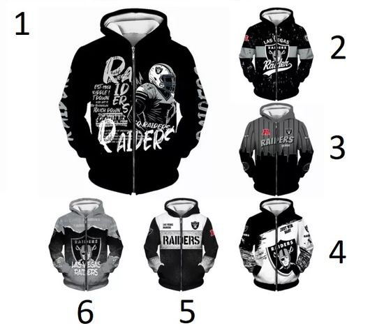 Las Vegas Raiders Men's 3D Zip Hoodie, Football Lover