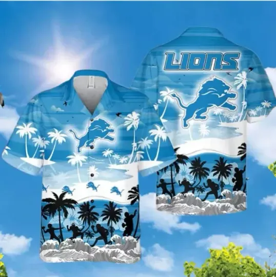 Detroit Logo Tropical Summer , Lions Hawaiian Shirt