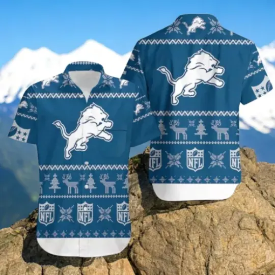 Detroit Lions Hawaiian Shirt Christmas Unique Hawaiian Shirts