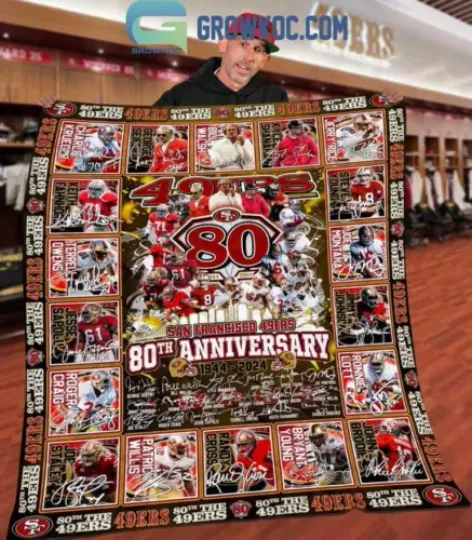 San Francisco 49ers 80th Anniversary 1944-2024 Fleece Blanket