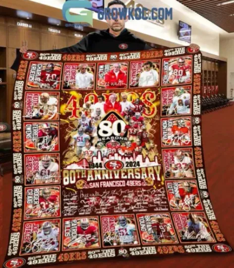 San Francisco 49ers 1944-2024 The Niners 80th Anniversary Fleece Blanket