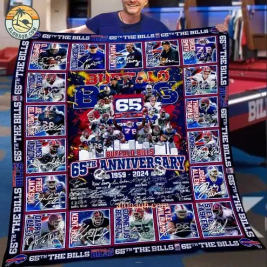 Buffalo Bills 1959-2024 65th Anniversary Fleece Blanket