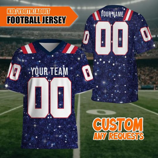Customized Fraud Glitter Football Jersey Navy American Football, Custom Bridesmaid Navy Glitter Jersey Shirt, Glitter Bling Shirt