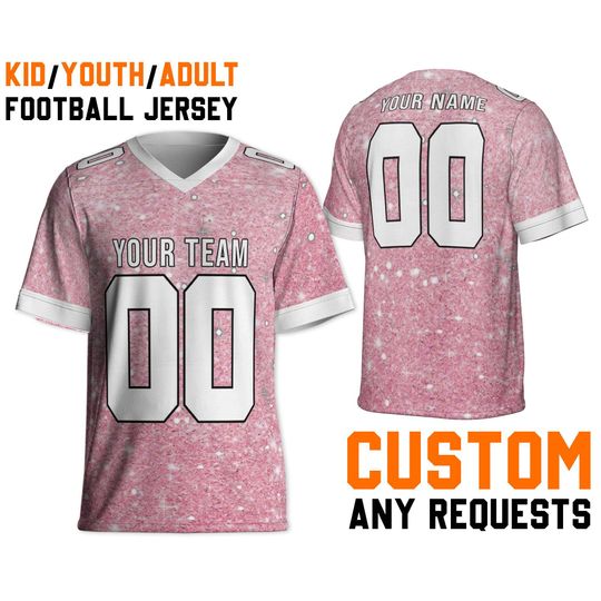 Customized Fraud glitter football jersey pink pastel american football, Personalized Football Team Jersey, Blink Blink Football Jersey