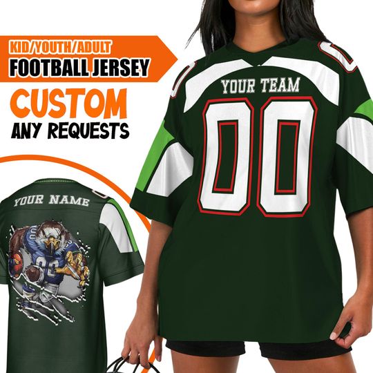 Custom Christmas Happy Team Color Football Jersey SS Seahawk Green, Chrismas Jersey American, Personalized Name Football Game Day Fan