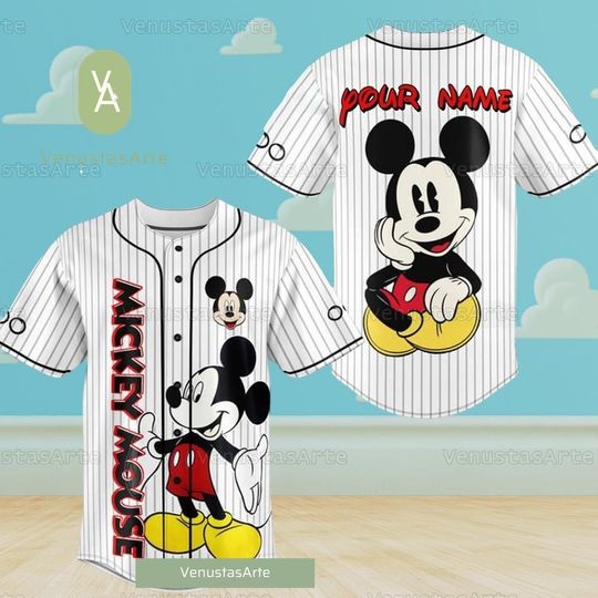 Personalized Mickey Mouse Baseball Jersey, Disney Mickey Baseball Shirt, Cute Cartoon Shirt, Magic Kingdom Shirt, Gift For Kids
