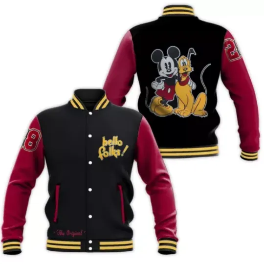 Mickey Mouse and Pluto Varsity Baseball Jackets