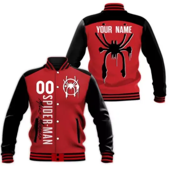 Custom Spiderman Miles Morales Red Spider Varsity Jacket