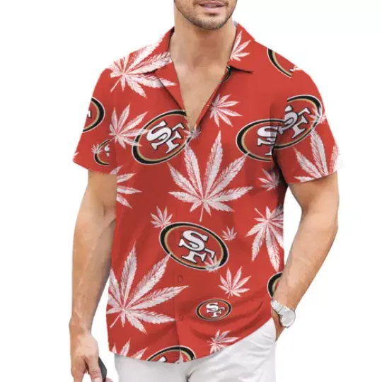 San Franciscos team 49ers  button down shirt, floral 2024 football