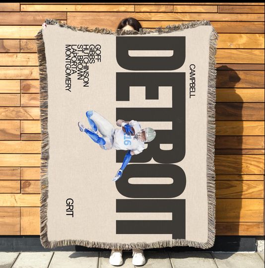 Detroit Lions Woven Blanket, Football Blanket, Football Dad