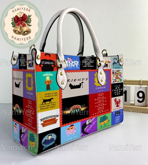 Friends TV Show Leather Handbag, Friends Christmas Vintage Handbag, Shoulder Bag, Crossbody Bag, Christmas Top Handle Bag