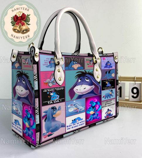 Eeyore Winnie The Pooh Leather Handbag, Eeyore Vintage Handbag, Shoulder Bag, Crossbody Bag, Christmas Top Handle Bag
