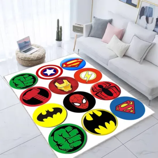 Super Hero Rug, Super Heroes, Spiderman Rug, Ironman Rug, Hulk Rug, Captain Amer