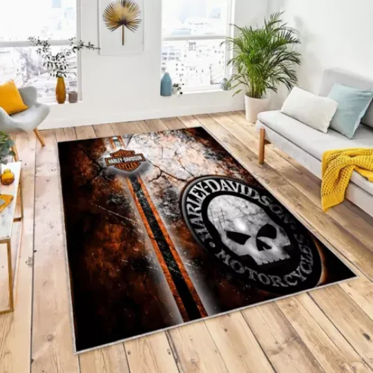 Haarleyy Davidson Skull Rug, Cycle Rug, Haarleyy Davidson Motor Rug