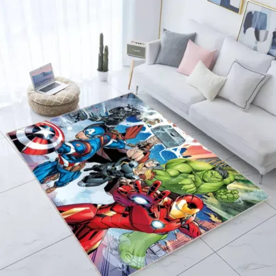 Super Hero Rug, Kids Mat, Superhero Carpet, Ironman, Hulk, Captain America, Thor