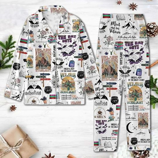 Velaris City Of Starlight The Bat Boys Pajamas Set, The Night Court Women Pajamas, A Court Of Thorn And Roses, Acotar Thick Pajamas