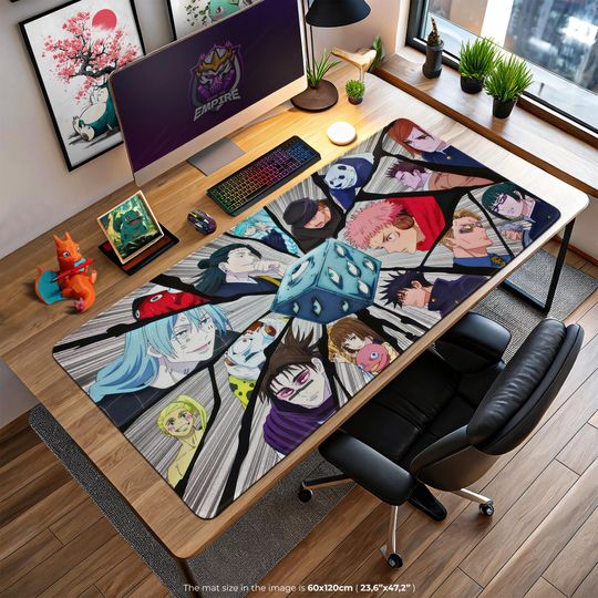 Jujutsu Satoru Desk Mat, Anime Mouse Pad, Yuji Itadori Gaming Pad, Stylish Anime Office Decor, Gift for Fans