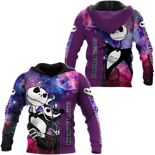 Jack Skellington Disney Hoodie, Zip 3D Hoodie