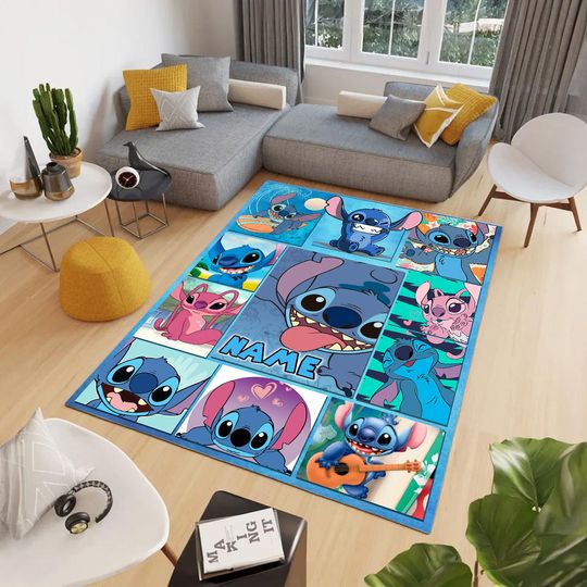 Personalized Stitch Disney Rug, Disney Fan Decor