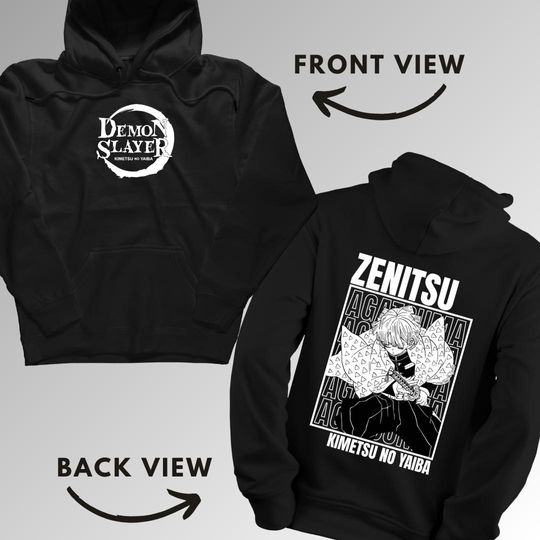 zenittsu Agatsuma Kimetsu no Yaiba demon Double Sided Hoodies | Anime Shirt | Trendy Manga Clothing | Unisex Casual Wear