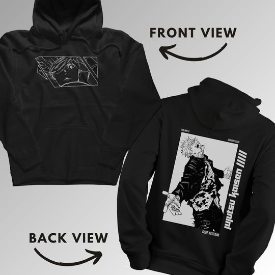 Satoru Gojo Jujutsu Satoru Double Sided Hoodies | Anime Shirt | Trendy Manga Clothing | Unisex Casual Wear