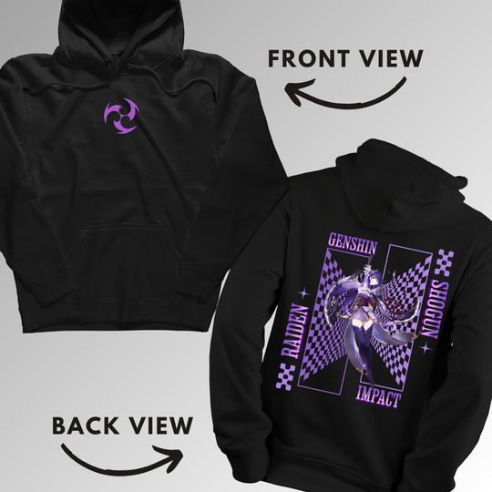 Raiden Shogun Genshin Impact Double Sided Hoodies | Anime Shirt | Trendy Manga Clothing | Unisex Casual Wear