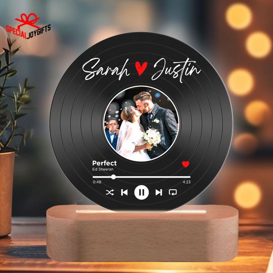 Custom Vinyl Record with Photo Night Light, Our Love Story Gift, Anniversary Gifts, Romantic Gift For Couple, Valentines Day Gift for Him